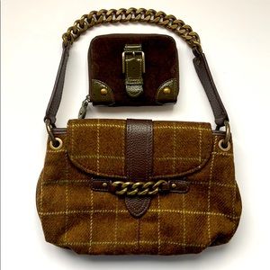 J.Crew small leather/flannel hand bag! NWOT